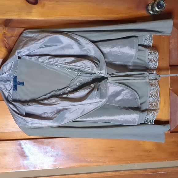 KAPALUA* long sleeve jacket top combo lace detail covered button closure mesh - Picture 11 of 17